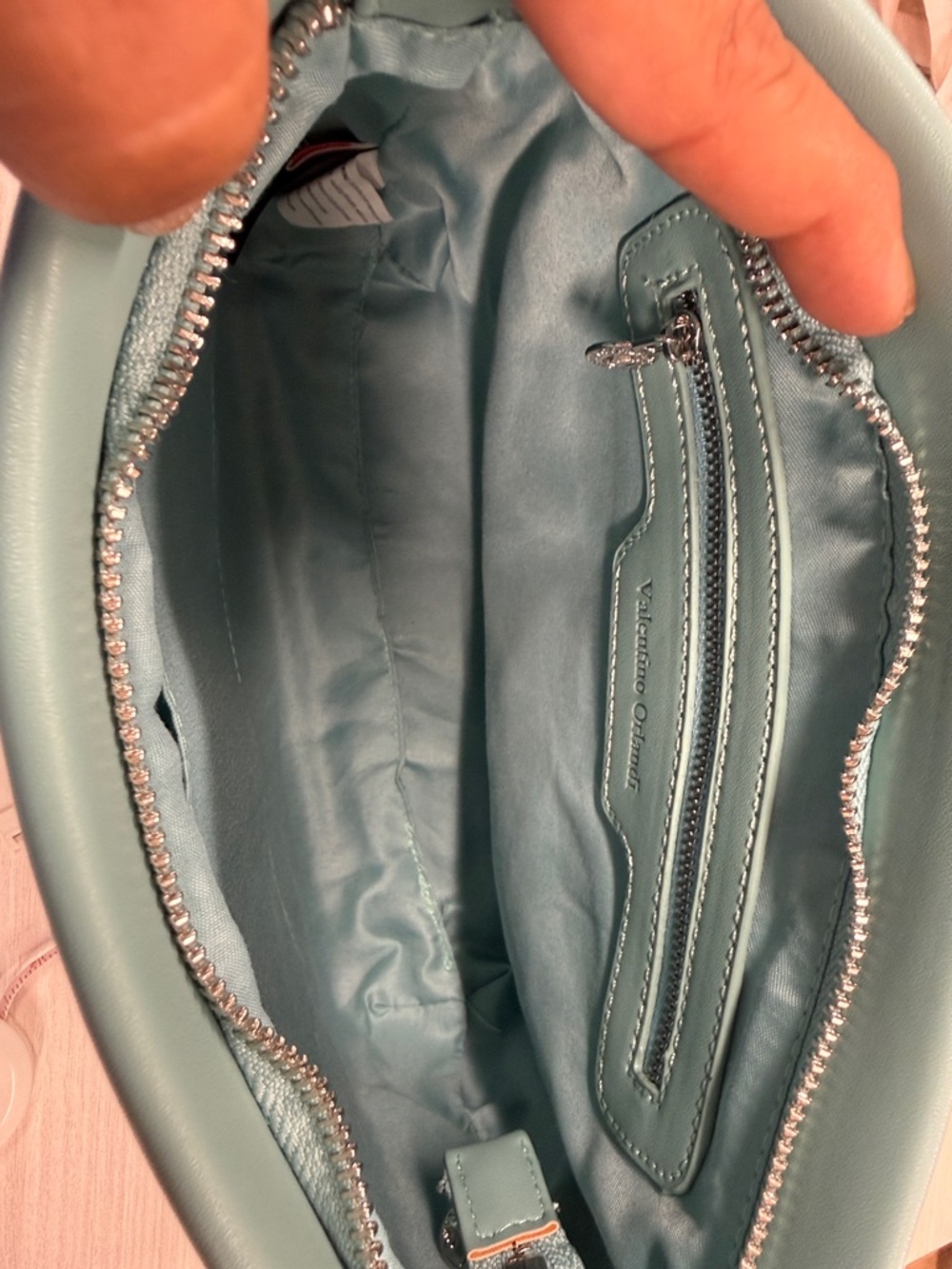 Valentino Orlandi Mint Green Embossed Logo Shoulder Bag - Picture 8 of 10
